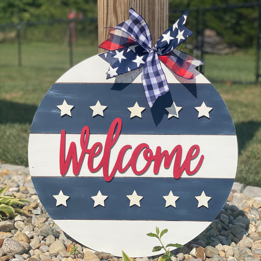 Stars and Stripes Door Hanger - Welcome